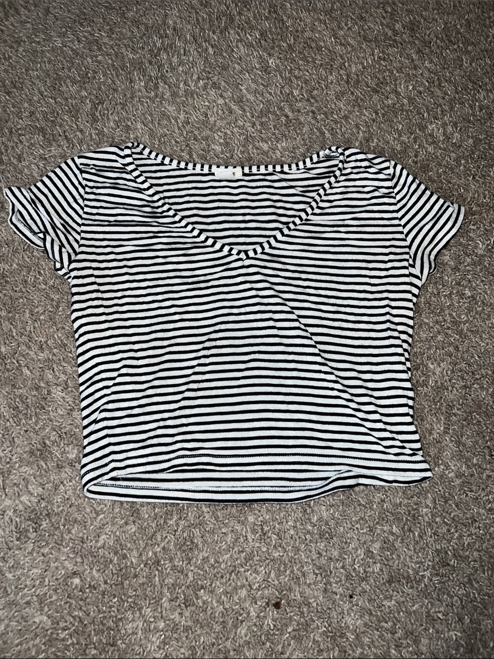 Garage Black and White Striped V-Neck Tee